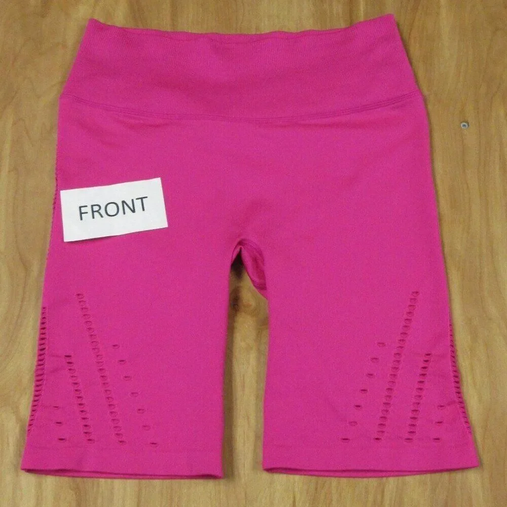 VICTORIA'S SECRET Victoria Sport Hot‎ Pink Bike Shorts Womens Sz L Yoga Workout